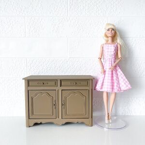 Barbie Miniature Dollhouse Taupe French Cabinet Sideboard 1:6 Scale 3D Printed